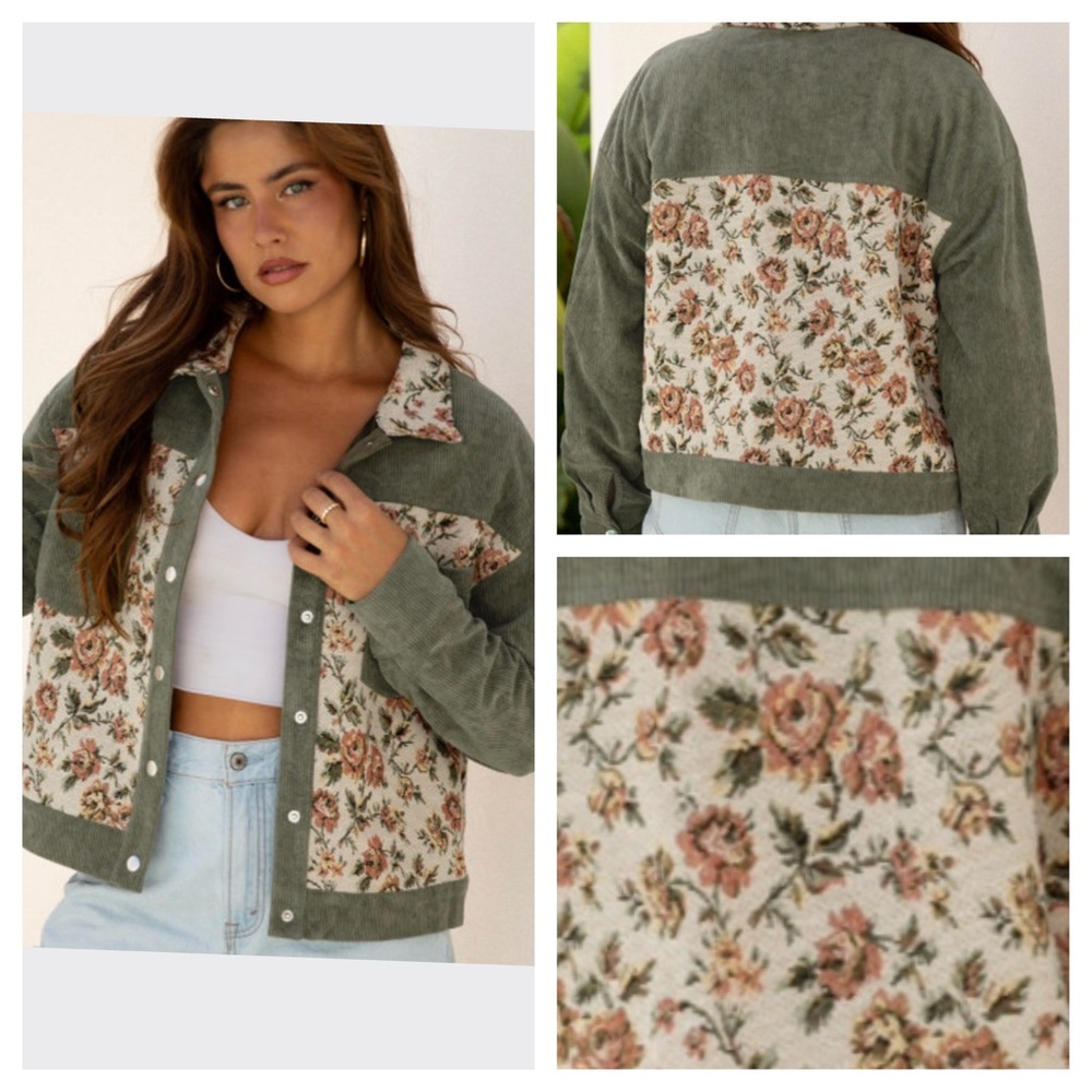 Floral Corduroy Jacket with Green Details - Picture 1 of 1